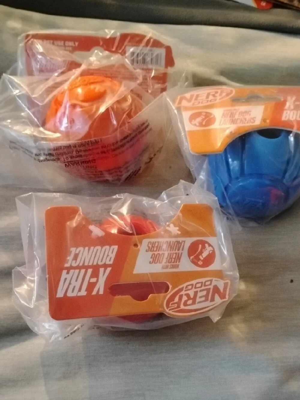 Nerf X-Tra Bounce Dog Balls - Red Orange Blue